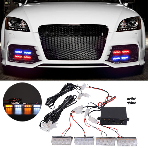 4x 3 LED 12V Strobe Emergency Flashing Light Car Auto Warning Lights 3 Flashing Modes For Auto Car Truck Accesories