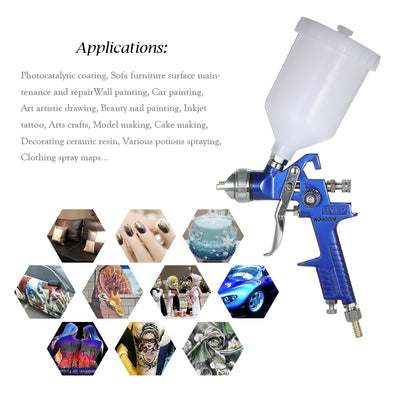 KKmoon Mini HVLP Air Spray Gun 600ml Gravity Feed Airbrush Touch Up Paint Sprayer Auto Car Furniture Coat Painting Spraying Tool